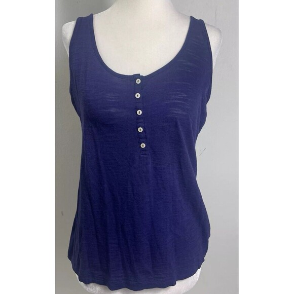 Vtg Banana Republic Y2K Henley Tank Top Small Blue Modal Cotton 1990s Bella Swan - Picture 1 of 9